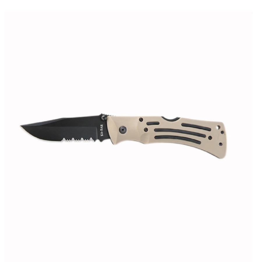 Ka-bar Mule Folder 3.88 In Blk Combo Blade Desert Camo Zytel