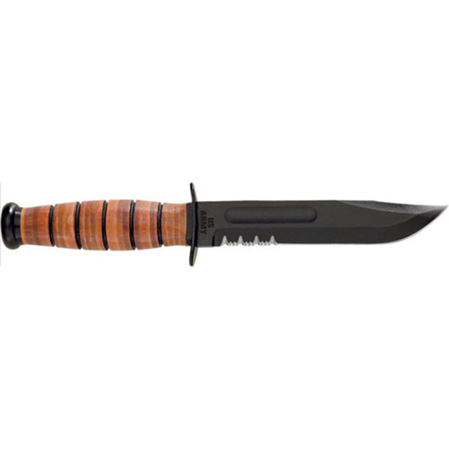Ka-bar Full-size Fixed 7 In Black Blade Leather Handle