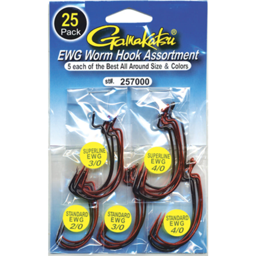 Gamakatsu Ewg Worm Assortment 2/0-4/0 25 Per Pack