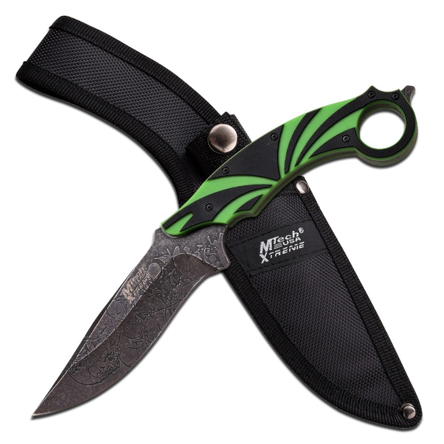 Mtech Usa Xtreme Fixed Knife 10.25in W-black And Green Hndl