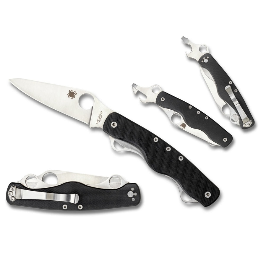 Spyderco Clipitool Folder 3.5 In Plain 6 Tools Blk G-10 Hndl