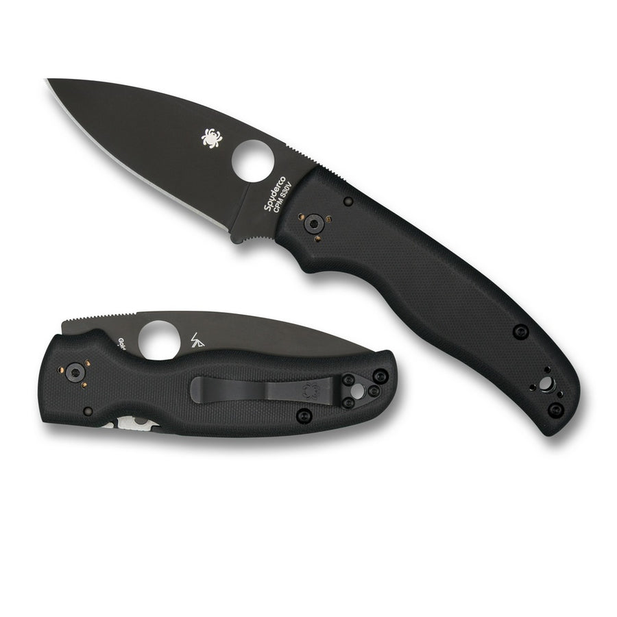 Spyderco Shaman Folder 3.61 In Black Plain Black G-10 Handle