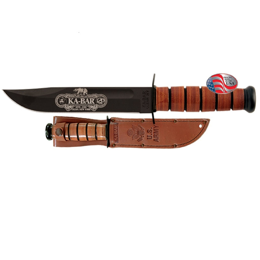 Ka-bar Army 120th Anniversary Fixed 7 In Black Blade Leather