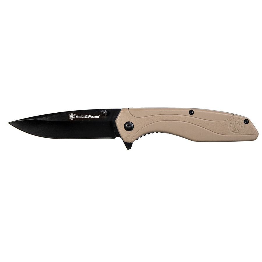 Sw 1084312 Folder 3.5 In Black Blade Brown Polymer Handle