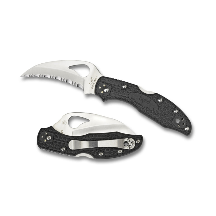Byrd Hawkbill Folder 2.8 In Serrated Blade Black Frn Handle