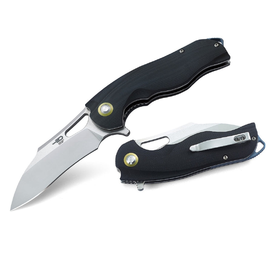 Bestech Rhino Folder 3.625 In Satin Plain Black G-10 Handle