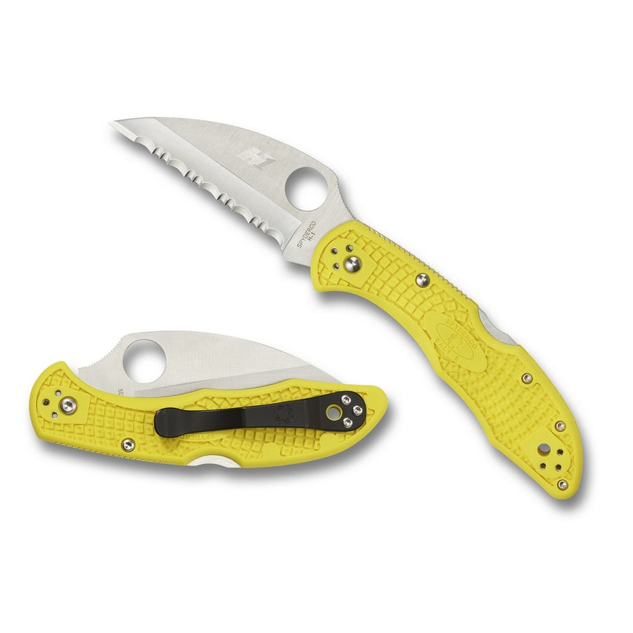 Spyderco Salt2 Folder 2.89in Wharncliffe Serrated Yellow Frn