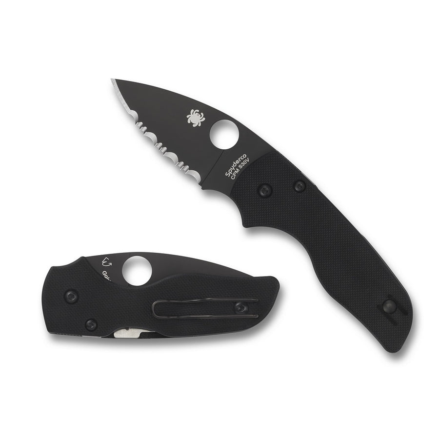 Spyderco Lil Native Folder 2.42 In Black Serrated Black G-10