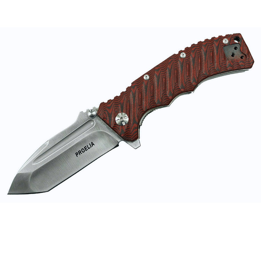 Proelia Tx010 Folder 4in Silver Tanto Blade Black-red G-10