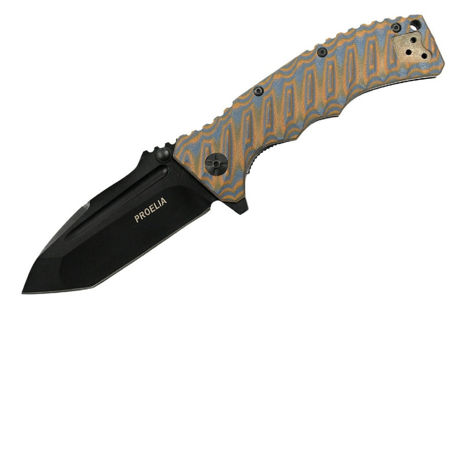 Proelia Tx010 Folder 4in Black Tanto Blade Brown-blue G-10