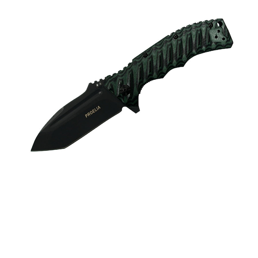 Proelia Tx010 Folder 4in Black Tanto Blade Green-blue G-10
