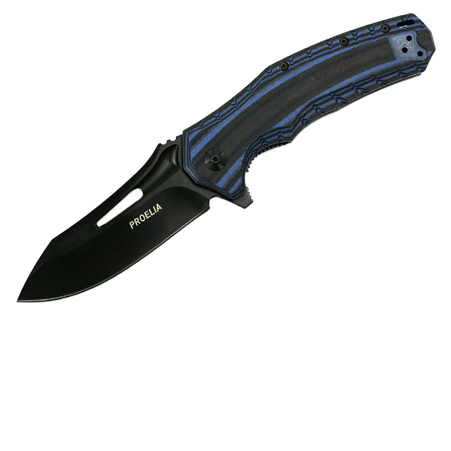 Proelia Tx020 Folder 4in Black Drop Blade Black-blue G-10