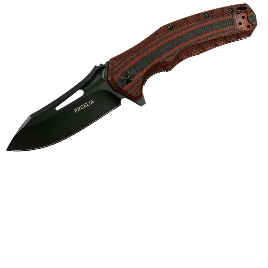 Proelia Tx020 Folder 4in Black Drop Blade Black-red G-10