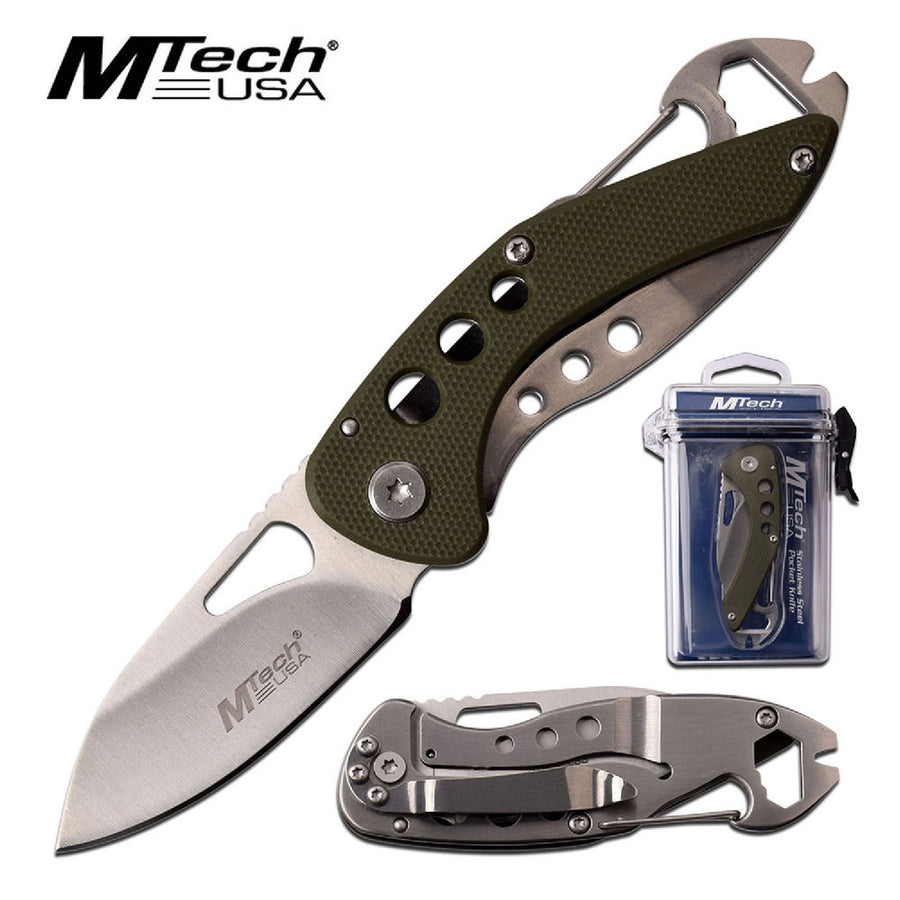 Mtech Usa Folder 2.1 In Blade Green G-10 Handle