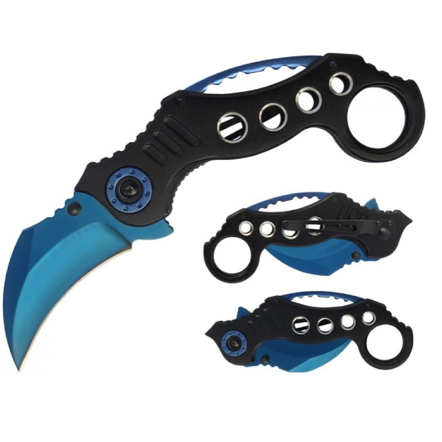 Impulse Product Karambit 3 In Blue Blade Black Handle