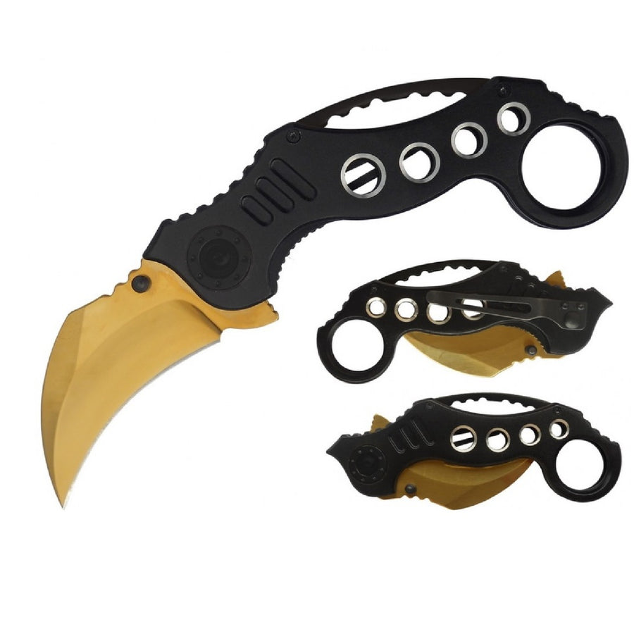 Impulse Product Karambit 3 In Gold Blade Black Handle