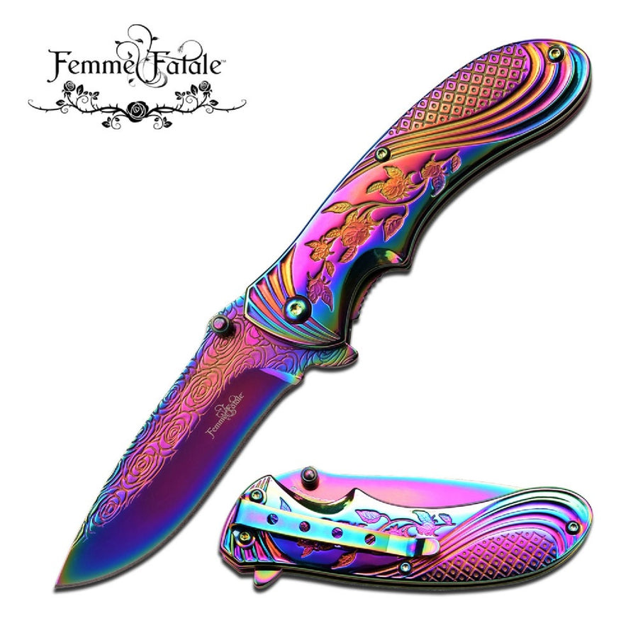 Femme Fatale Assisted 3.0 In Blade Rainbow Stainless Handle