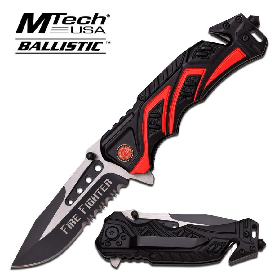 Mtech Assisted 3.5 In Blade Black-red Aluminum Handle
