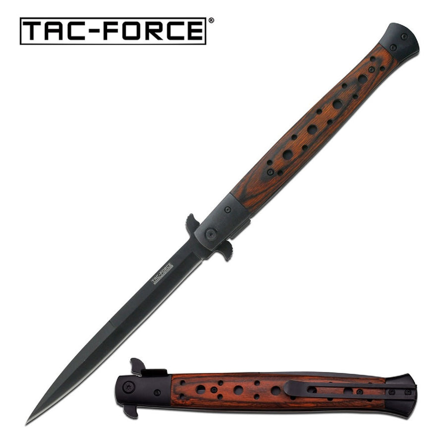 Tac-force Assisted 5.5 In Blade Brown Pakkawood Handle