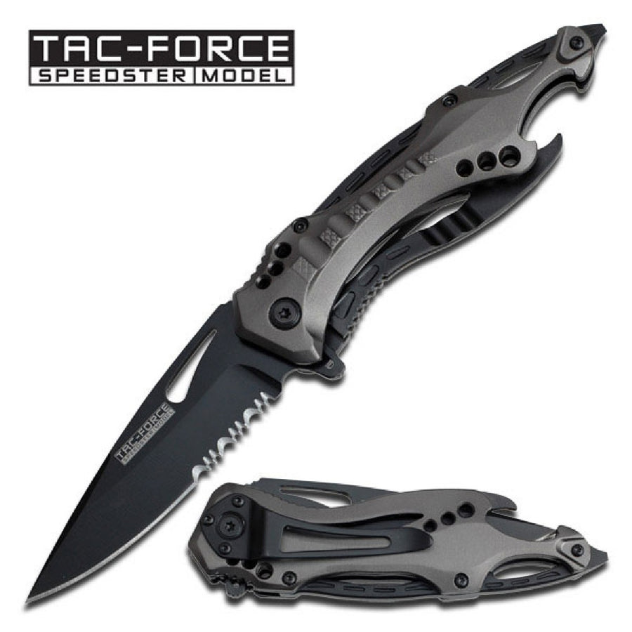 Tac-force Assisted 3.25 In Blade Gray Aluminum Handle