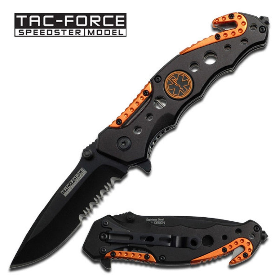 Tac-force Assisted 3.25 In Blade Orange-black Aluminum Hndl