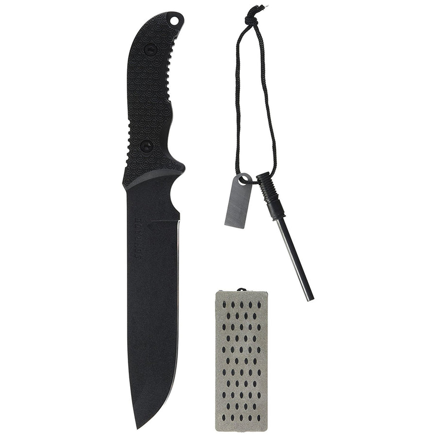 Schrade Schf37 Fixed 7.0 In Black Blade Rubber Handle