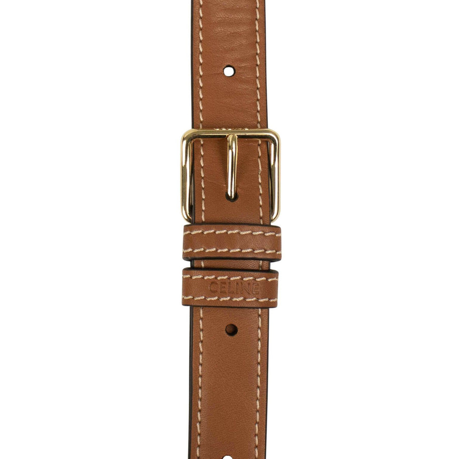 Shiny Calfskin Leather Medium Triomphe Cross Body Bag - Tan