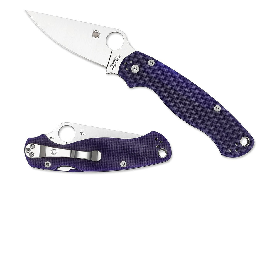 Spyderco Para 2 Folder 3.44 In Plain Blue G-10 Handle