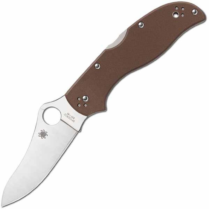 Spyderco Stretch 2 Folder 3.5 In Plain Brown G-10 Handle