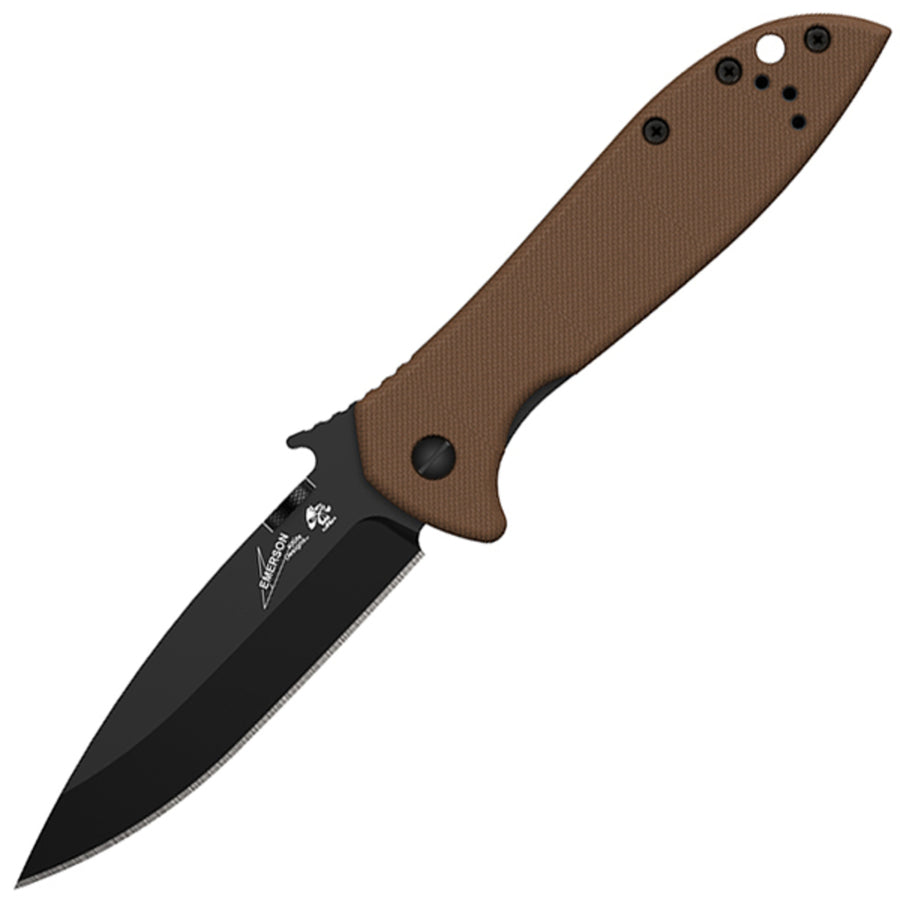 Kershaw Emerson Cqc-4k Folder 3.25 In Black Plain Tan G-10
