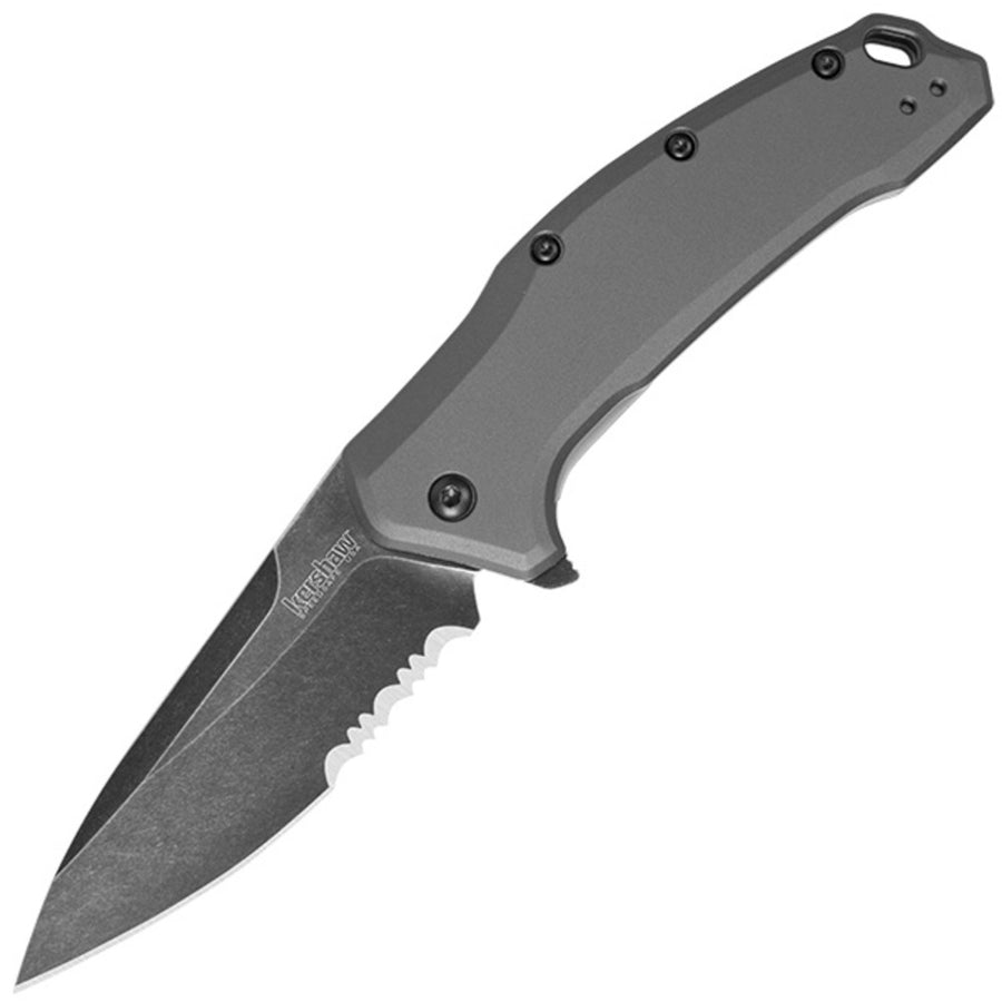 Kershaw Link Assisted 3.25 In Blackwash Combo Gray Aluminum