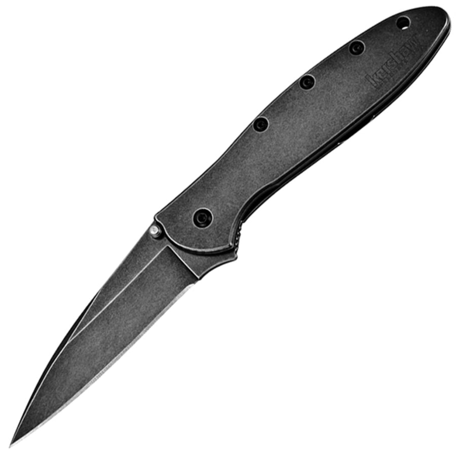 Kershaw Leek Assisted 3.0 In Blackwash Plain Ss Handle
