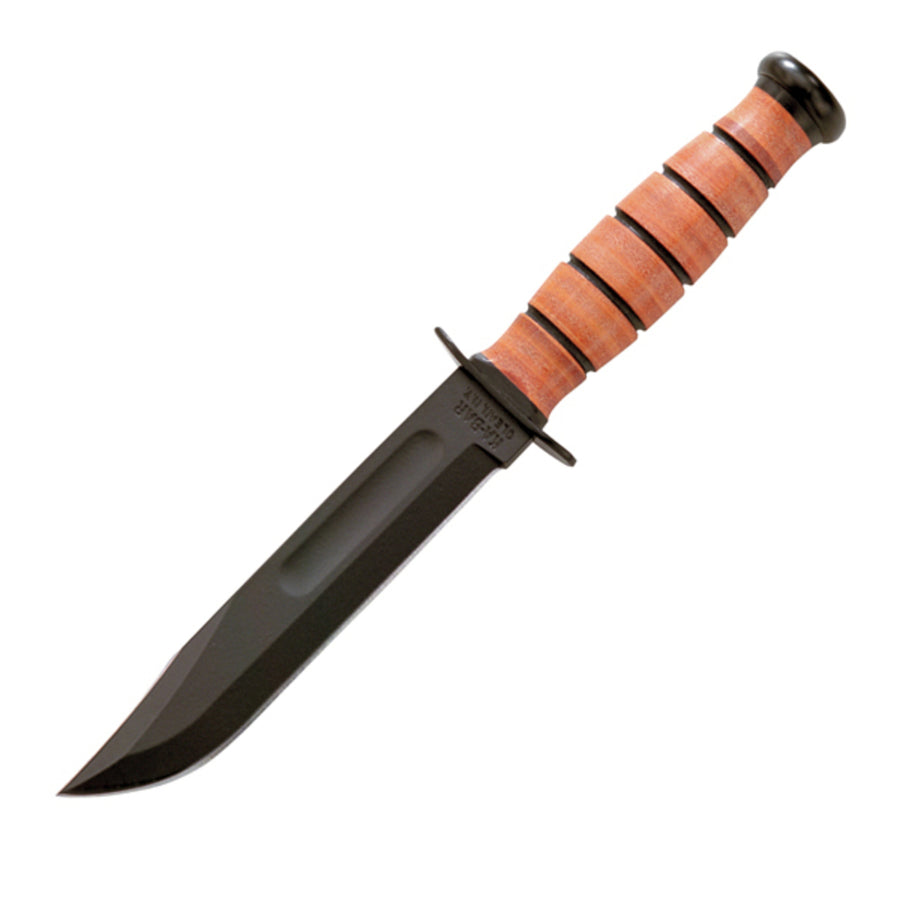 Ka-bar Short Fixed 5.25 In Black Blade Leather Handle