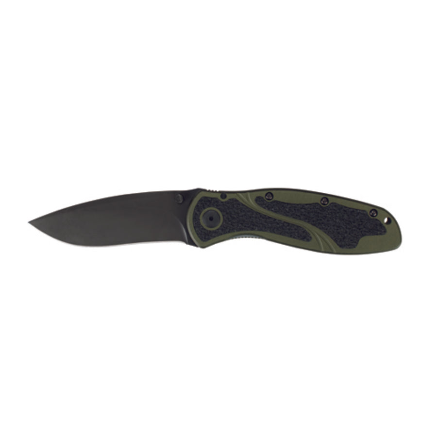 Kershaw Blur Assisted 3.38 In Black Plain Olive Aluminum