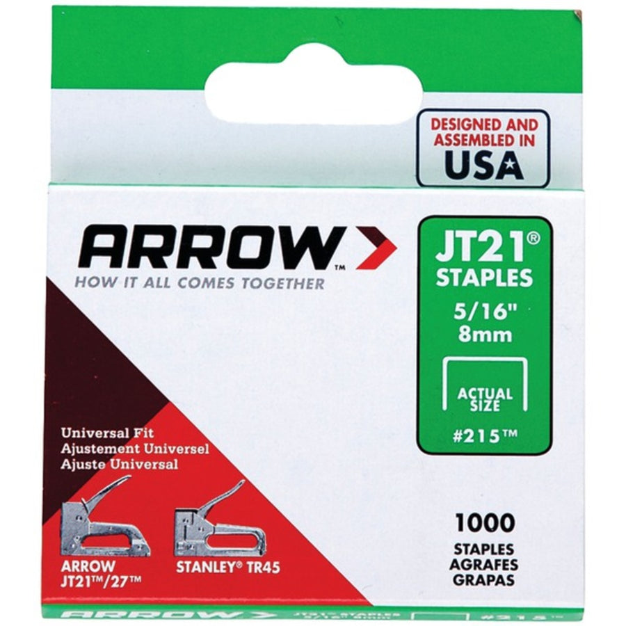 Arrow 21524 Jt21 Thin Wire Staples, 1,000 Pk (5/16)