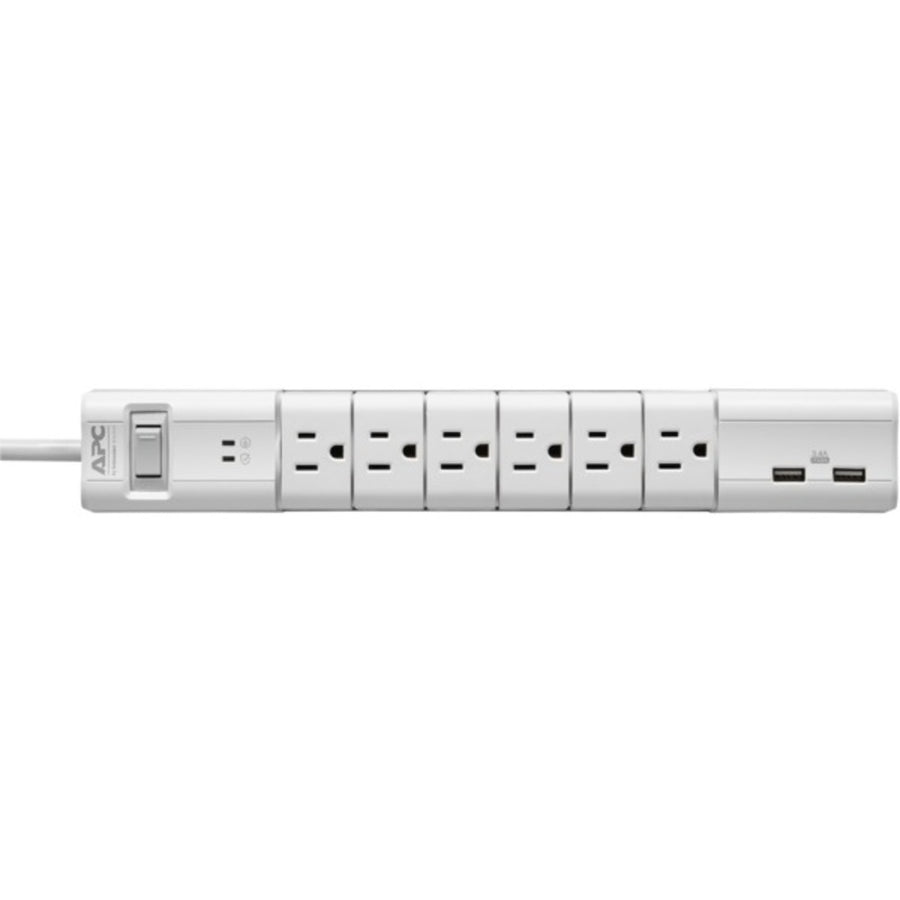 Apc Pe6ru3w Essential Surgearrest 6-rotating-outlets Power Strip With 2 Usb Charging Ports (white)