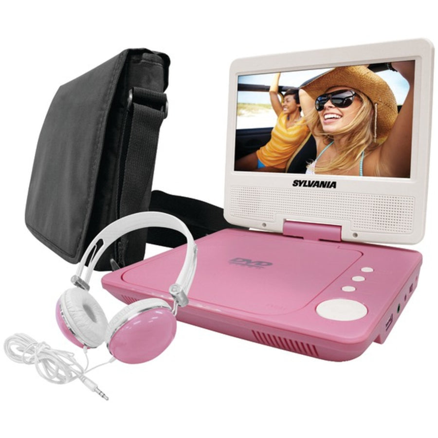 Sylvania Sdvd7060-combo-pink 7 Swivel-screen Portable Dvd Player Bundle (pink)