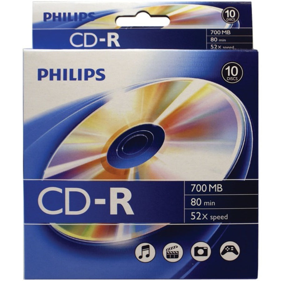 Philips Cr7d5bb10/17 700mb 80-minute Cd-rs, 10-ct Peggable Box