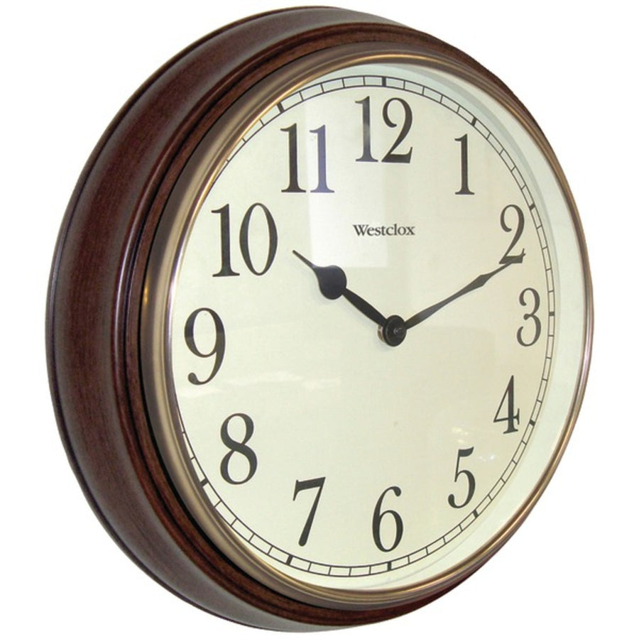 Westclox 73004p 15.5 Round Dark Woodgrain Clock