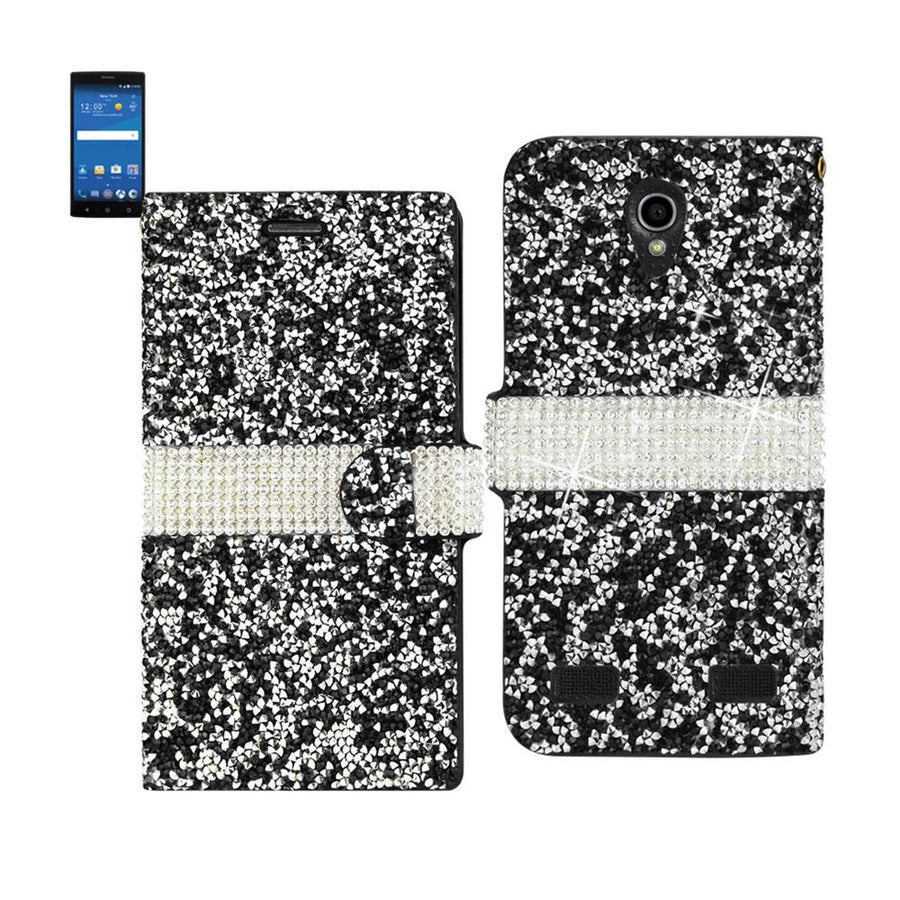 Reiko Zte Zmax 2 Diamond Rhinestone Wallet Case In Black