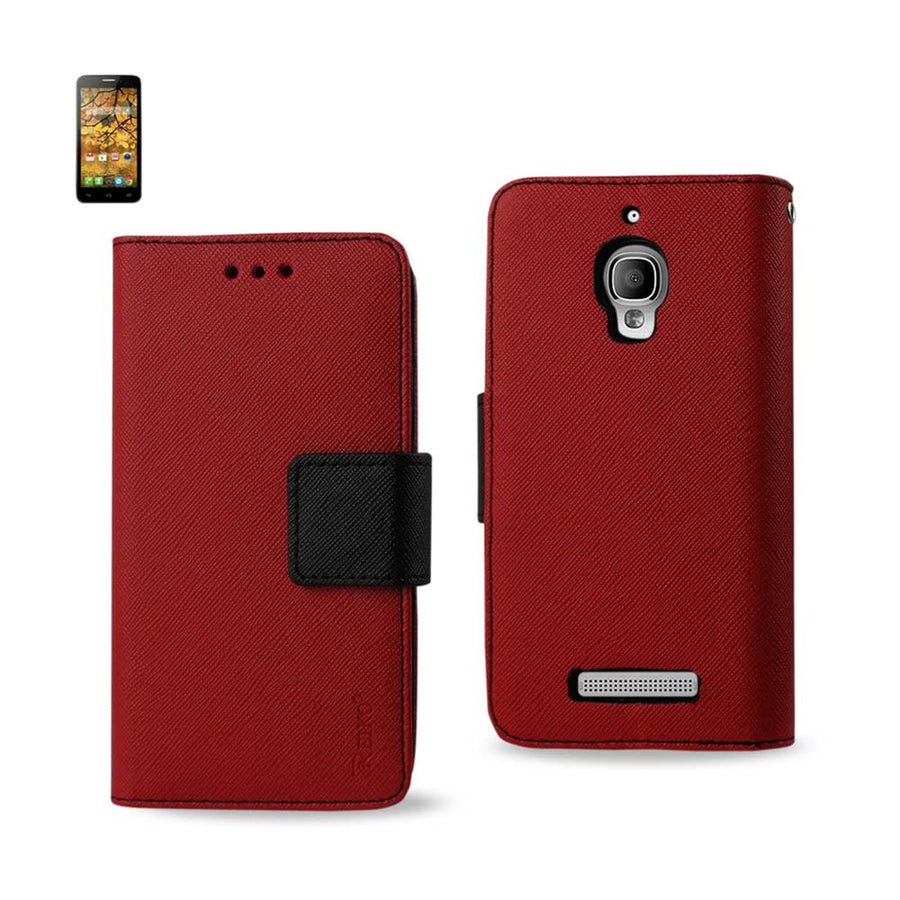 Reiko Alcatel One Touch Fierce 3-in-1 Wallet Case In Red