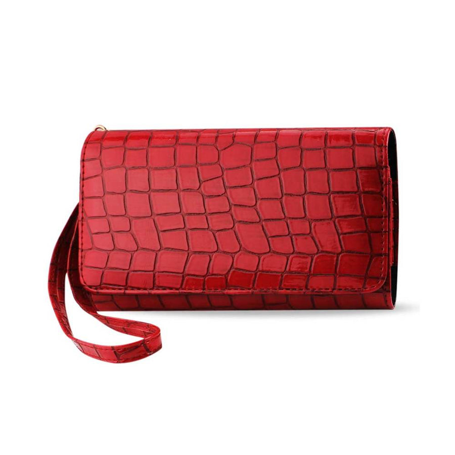 Reiko Crocodile Pattern Purse Wallet Case Samsung Mega 6.3/ Zte N9520 Red (6.7x3.5x0.5 Inches)