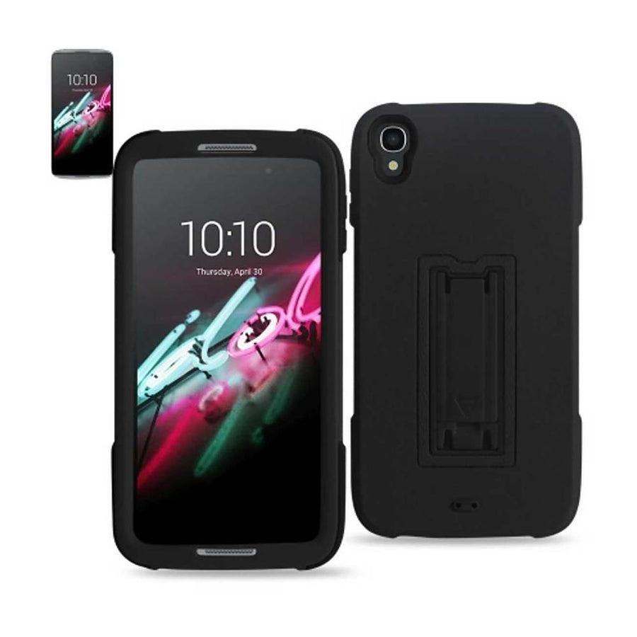 Reiko Alcatel One Touch Idol 3 Hybrid Heavy Duty 3 Pieces Case With Kickstand In Black