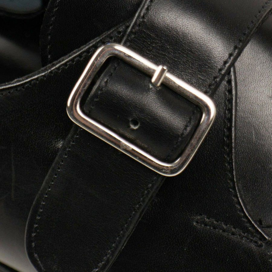 Leather Single Monk Strap Dress Shoes - Black