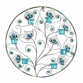 Peacock Plumes Circular Wall Sconce