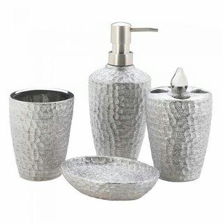 Hammered Silver Texture Bath Accessories