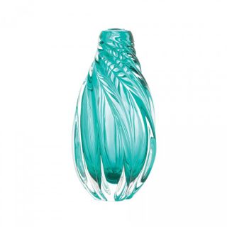 Ocean Aqua Spiral Art Glass Vase