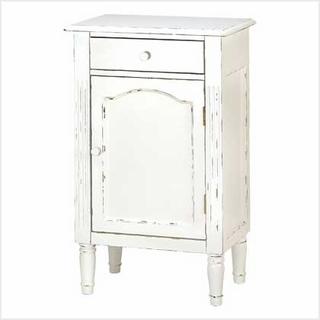 Antiqued White Wood Cabinet