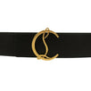 Leather Gold 'CL' Logo Belt - Black