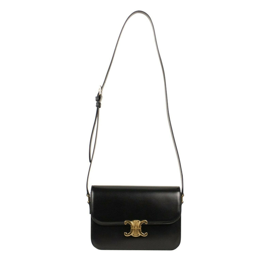 Calfskin Leather Medium Triomphe Cross Body Bag - Black